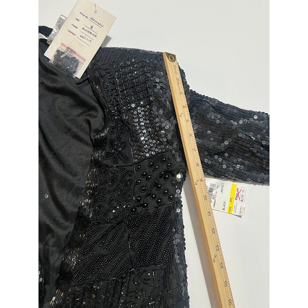 Niteline women’s 100% silk sequins beaded black blazer unknown sequins skirt - Picture 14 of 16